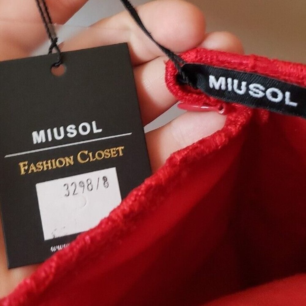 Miusol Womens Sz S Formal Dress Sleeveless Red Floral Lace Maxi Open Back NWT - Picture 5 of 8